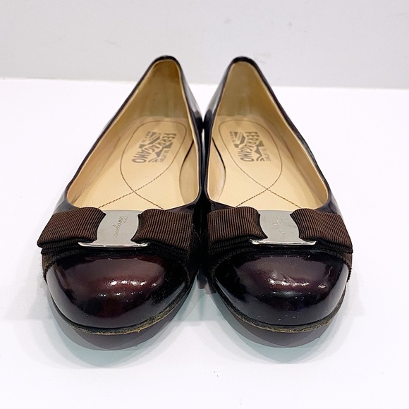Ferragamo Brown Patent Leather Flats - Picture 8 of 12